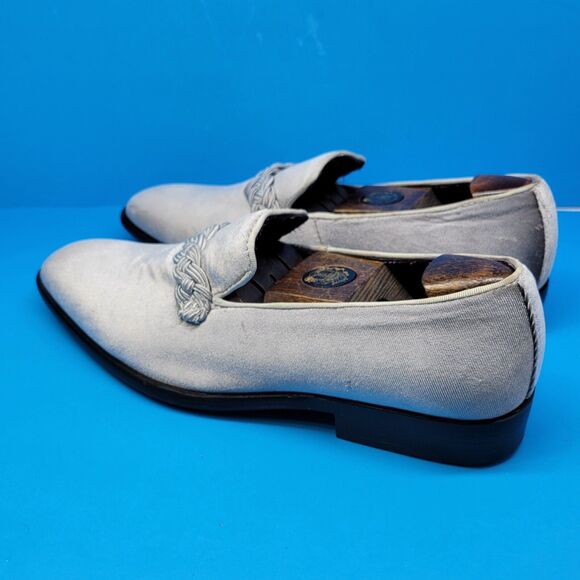 After Midnight Mens Silver Velvet Braided Strap Loafer Size US 10 VGC - Picture 4 of 12